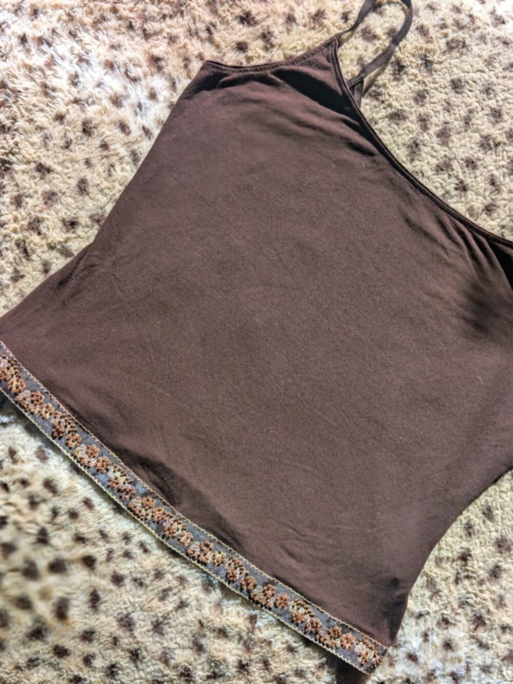 LOVE AMOUR Beaded / Embroidered Cami - Embellished Hem - XL - EUC